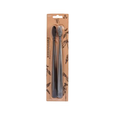 The Natural Family Co. Bio Toothbrush Pirate Black & Monsoon Mist x 2 Pack